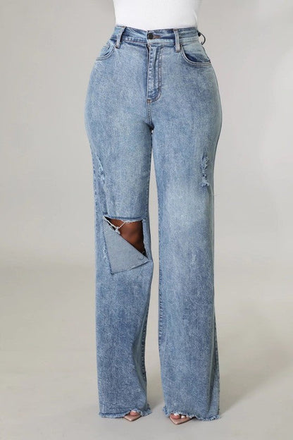 Tyger Wide Leg Jean Light Wash by GJG Denim | Fleurcouture