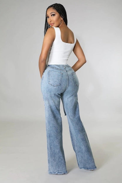 Tyger Wide Leg Jean Light Wash by GJG Denim | Fleurcouture