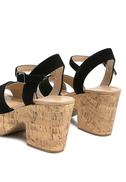 ULLA HIGH HEELED BLOCK SANDAL IN BLACK by Rag Company | Fleurcouture