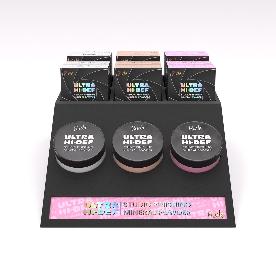 Ultra High Definition Mineral Powder Display Set Wholesale Set by Rude Cosmetics | Fleurcouture