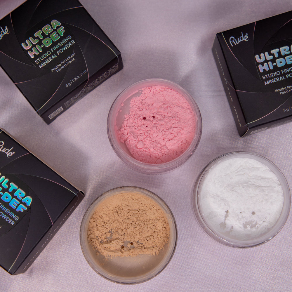 Ultra High Definition Studio Finishing Mineral Powder Setting Spray & Powder by Rude Cosmetics | Fleurcouture
