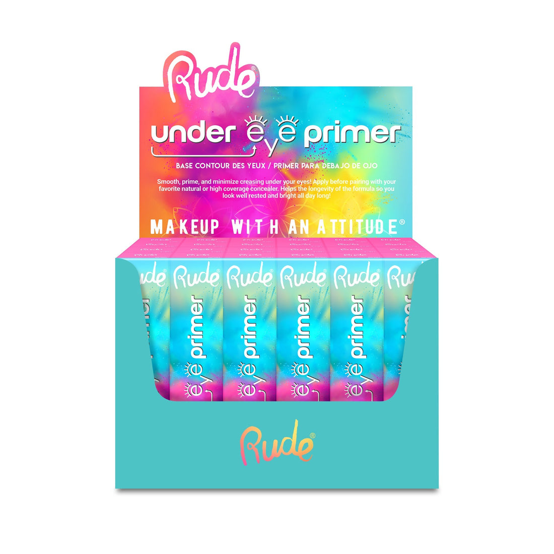 Under Eye Primer Paper Display, 24pcs Wholesale Set by Rude Cosmetics | Fleurcouture