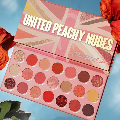 United Peachy Nudes - 21 Pressed Pigment &amp; Shadows Palette Eye Shadow by Rude Cosmetics | Fleurcouture