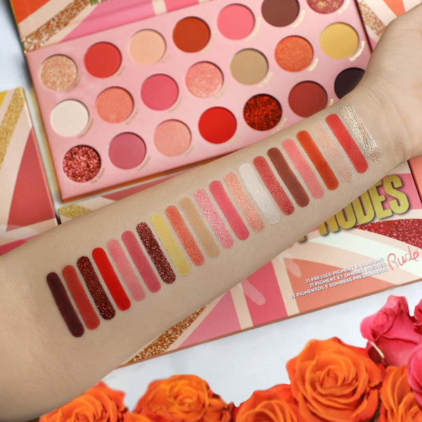 United Peachy Nudes - 21 Pressed Pigment & Shadows Palette Eye Shadow by Rude Cosmetics | Fleurcouture