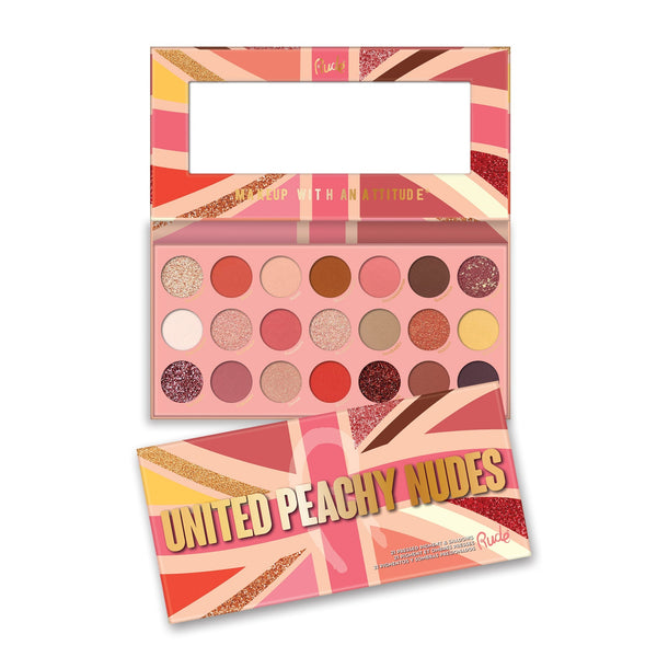 United Peachy Nudes - 21 Pressed Pigment & Shadows Palette Eye Shadow by Rude Cosmetics | Fleurcouture