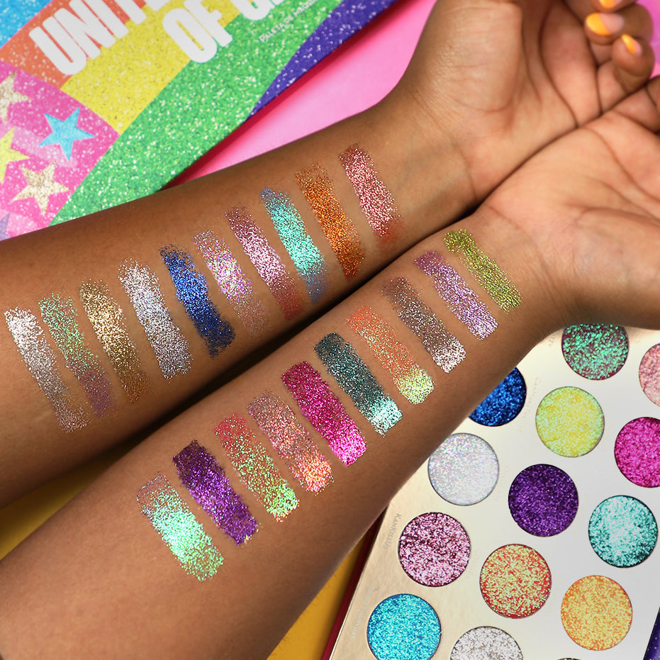 United Shades of Glitter - 21 Pressed Glitter Palette Face Palettes by Rude Cosmetics | Fleurcouture