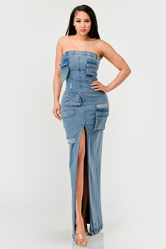 Urban Chic Denim Gown DENIM by Athina | Fleurcouture