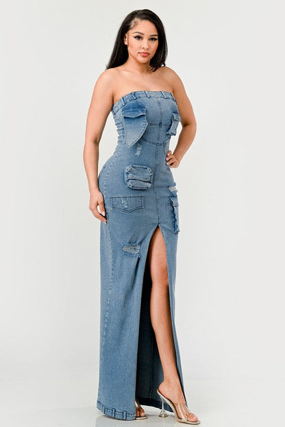 Urban Chic Denim Gown DENIM by Athina | Fleurcouture