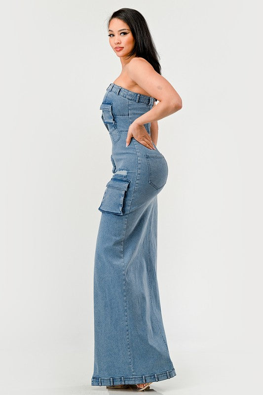 Urban Chic Denim Gown DENIM by Athina | Fleurcouture