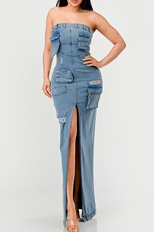 Urban Chic Denim Gown DENIM S by Athina | Fleurcouture