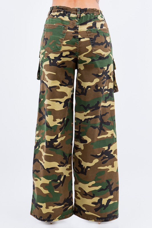 Utility Cargo Pants in Camo Camouflage s by GJG Denim | Fleurcouture