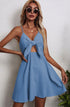 V-neck front bow dress Blue S by Miss Sparkling | Fleurcouture
