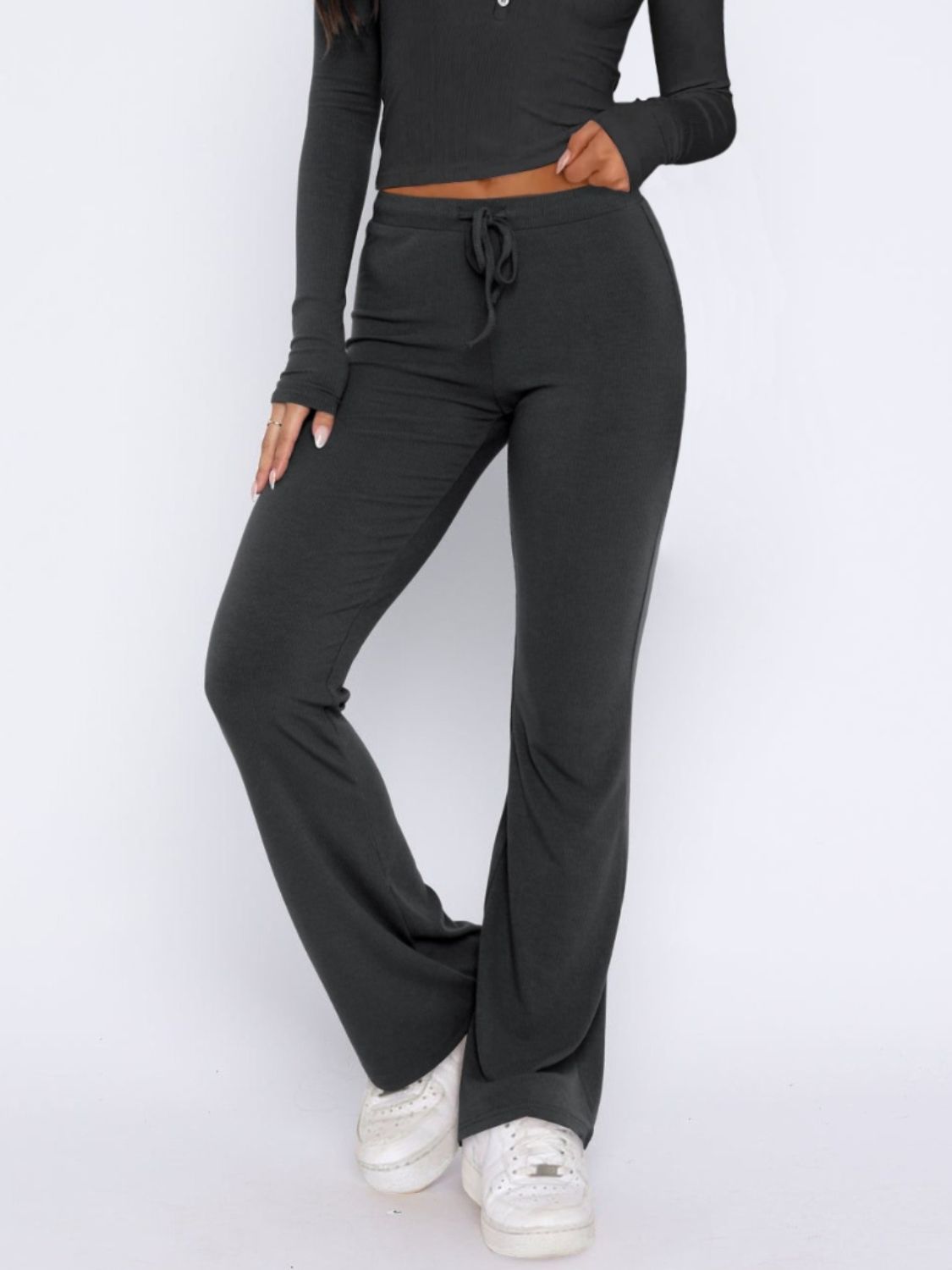 V-Neck Long Sleeve Top and Pants Set Women&