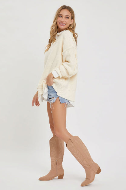 V Neck Oversized Sweater by Fleurcouture | Fleurcouture