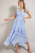 V-Neck Ruffle Maxi Dress CHAMBRAY L by eesome | Fleurcouture