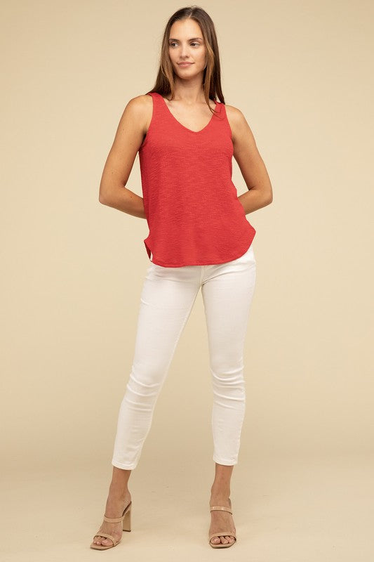 V Neck Sleeveless Cami Top by ZENANA | Fleurcouture