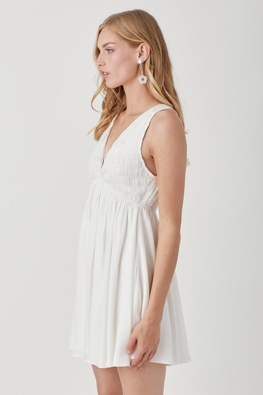 V Neck Smock Sleeveless Dress CREAMY WHITE by Mustard Seed | Fleurcouture