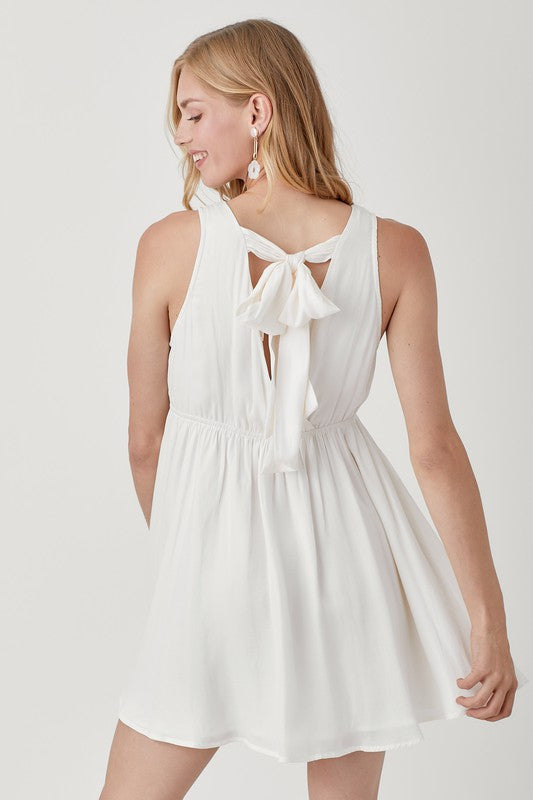 V Neck Smock Sleeveless Dress CREAMY WHITE by Mustard Seed | Fleurcouture