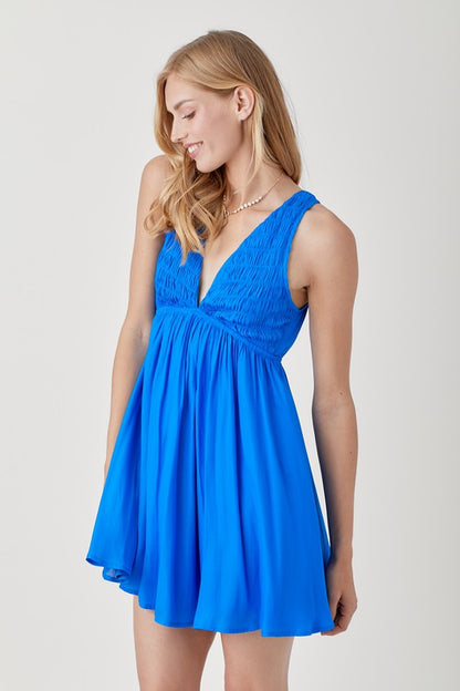 V Neck Smock Sleeveless Dress MALDIVE BLUE by Mustard Seed | Fleurcouture