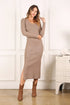 V-Neck Sweater Maxi Dress Grey M by Lilou | Fleurcouture