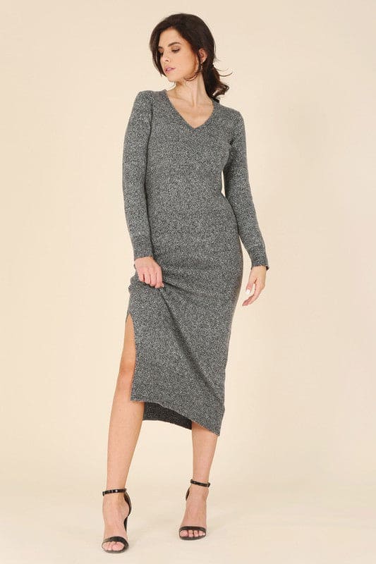 V-Neck Sweater Maxi Dress by Lilou | Fleurcouture