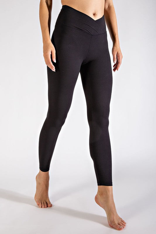 V Waist Full Length Leggings Black S by Rae Mode | Fleurcouture