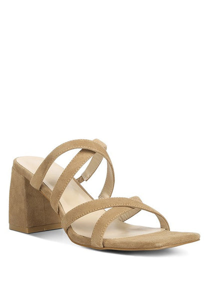 VALENTINA Strappy Casual Block Heel Sandals Tan 5 by Rag Company | Fleurcouture