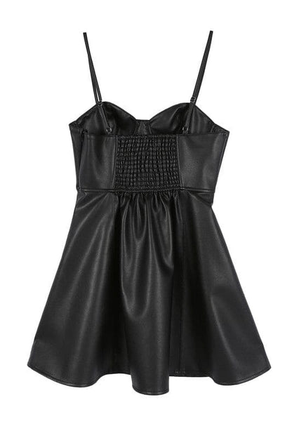 Vegan leather bustier mini dress Black by Lilou | Fleurcouture