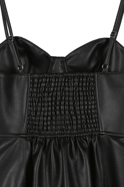 Vegan leather bustier mini dress Black by Lilou | Fleurcouture