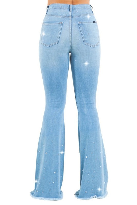 Vegas Glam Bell Bottom - Inseam 30 light wash by GJG Denim | Fleurcouture