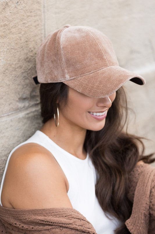 Velour Ball Cap Taupe OneSize by Aili&