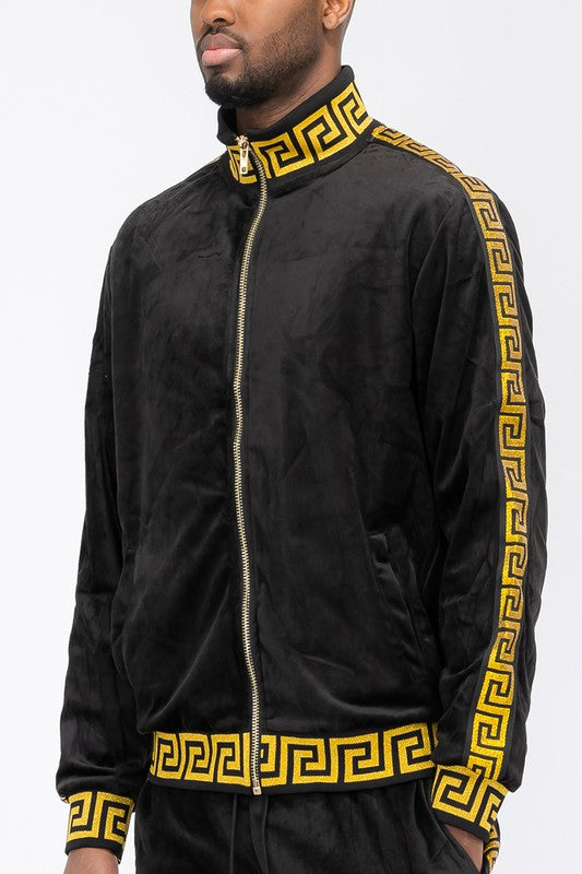 VELOUR TRACK JACKET BLACK GOLD S by WEIV | Fleurcouture