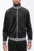 VELOUR TRACK JACKET BLACK SILVER S by WEIV | Fleurcouture