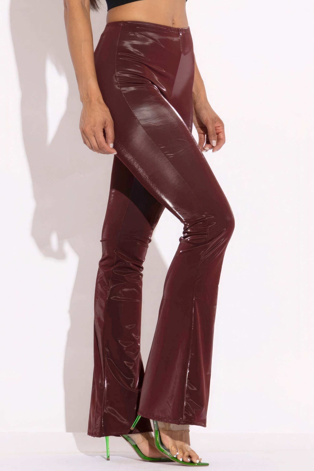 Velvet Pu Flared Pants by Fleurcouture | Fleurcouture