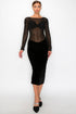 Velvet Sheer Contrast Holiday Midi Dress by Fleurcouture | Fleurcouture