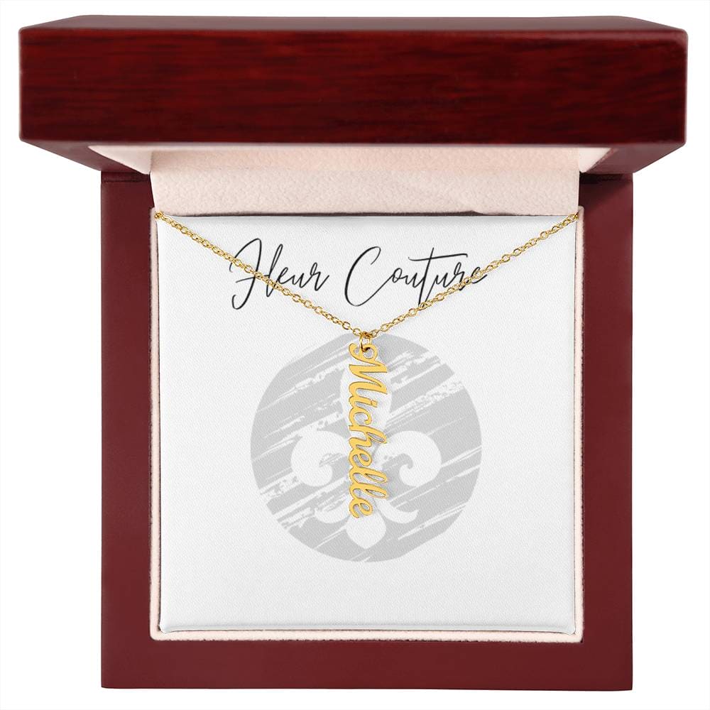 Vertical custom name necklace 18k Yellow Gold Finish Luxury Box Jewelry by ShineOn Fulfillment | Fleurcouture