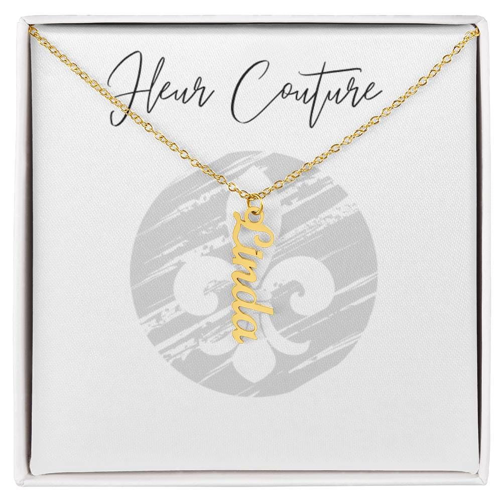 Vertical custom name necklace 18k Yellow Gold Finish Standard Box Jewelry by ShineOn Fulfillment | Fleurcouture