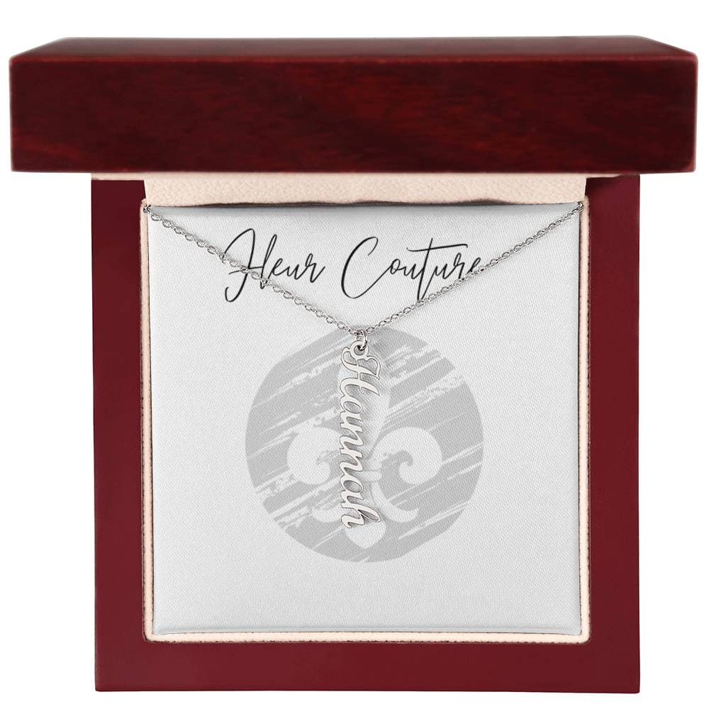 Vertical custom name necklace Polished Stainless Steel Luxury Box Jewelry by ShineOn Fulfillment | Fleurcouture