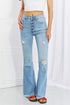 Vibrant MIU Full Size Jess Button Flare Jeans Light 1(25) Women&