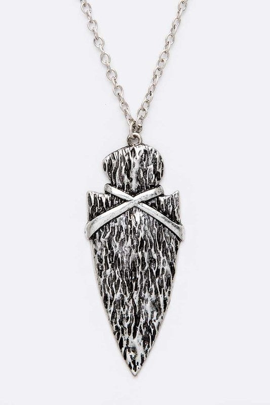 Vintage Arrow Head Pendant Necklace Set Silver O/S by LA Jewelry Plaza | Fleurcouture