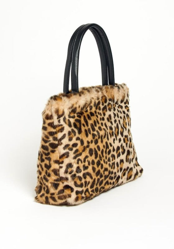 VINTAGE MINI FUR TOTE HANDLE PURSE LEOPARD Os by Bella Chic | Fleurcouture