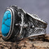 vintage style punk geometric stainless steel inlay turquoise men&