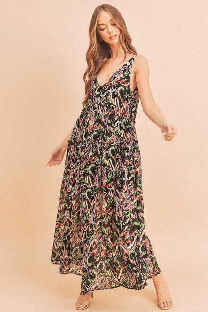 Violetta Maxi Dress BLACK MULTI S by Aemi + Co | Fleurcouture