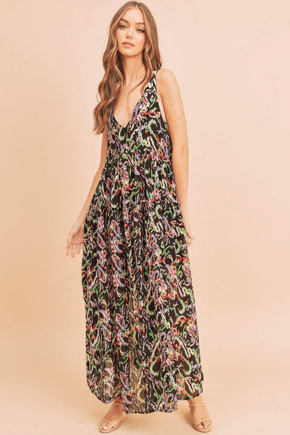 Violetta Maxi Dress BLACK MULTI S by Aemi + Co | Fleurcouture