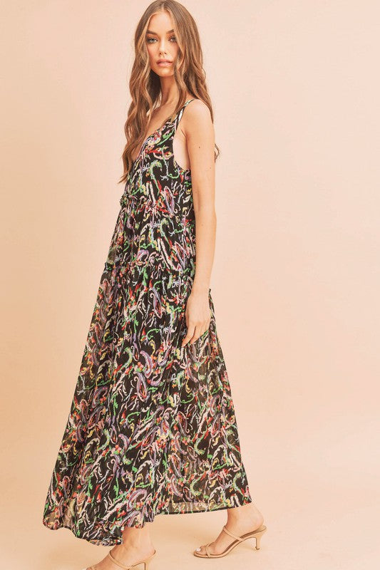 Violetta Maxi Dress BLACK MULTI S by Aemi + Co | Fleurcouture