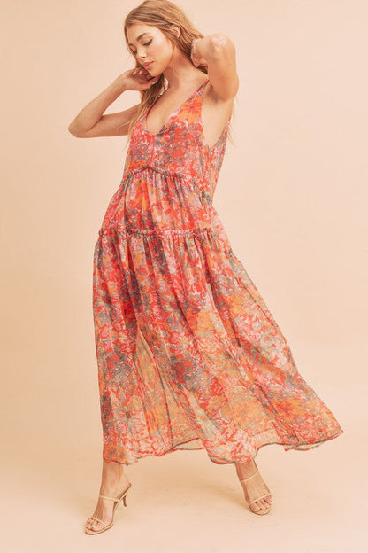 Violetta Maxi Dress BLACK MULTI S by Aemi + Co | Fleurcouture