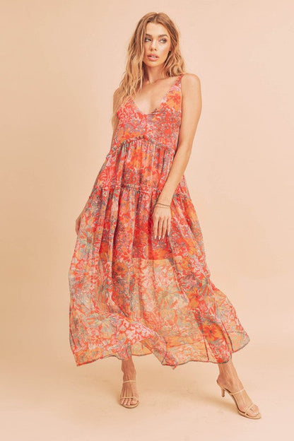 Violetta Maxi Dress BLACK MULTI S by Aemi + Co | Fleurcouture