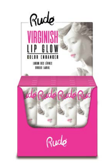 Virginish Lip Glow Paper Display, 24pcs Wholesale Set by Rude Cosmetics | Fleurcouture