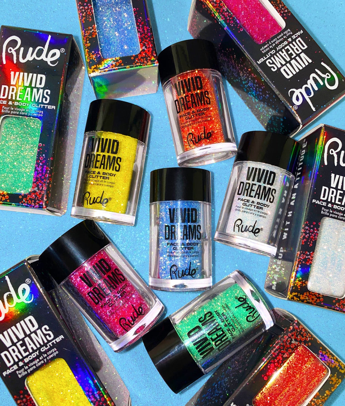 Vivid Dreams Face &amp; Body Glitter Loose Glitter &amp; Pigments by Rude Cosmetics | Fleurcouture