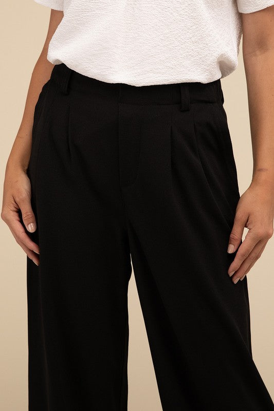 Waffle Trouser Pants Black S by Lilou | Fleurcouture